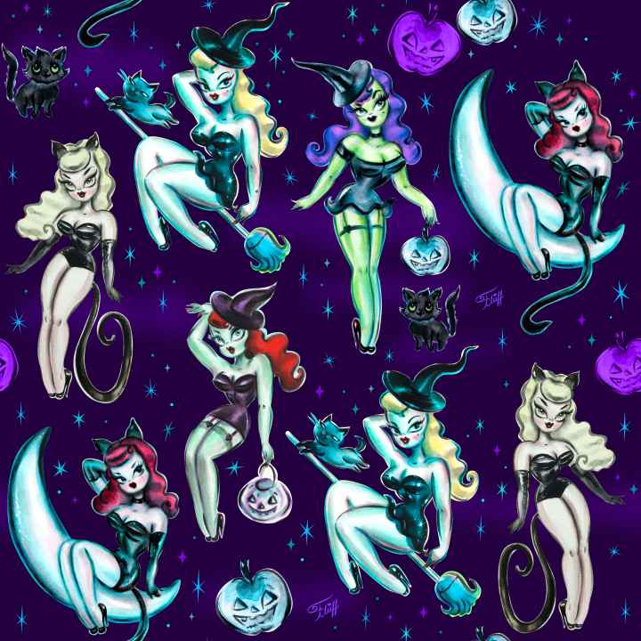 Vintage Witches Dark Leggings by Miss Fluff x Lipstick & Chrome TC2 Quirks!