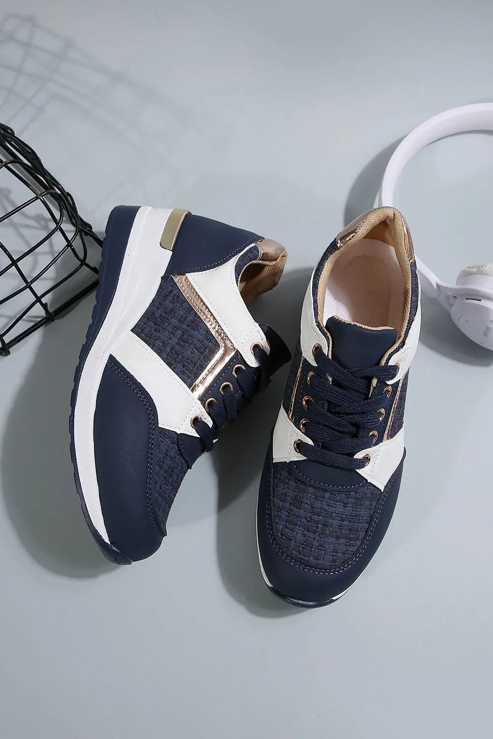 Sail Blue Lace Up Sneakers Shewin