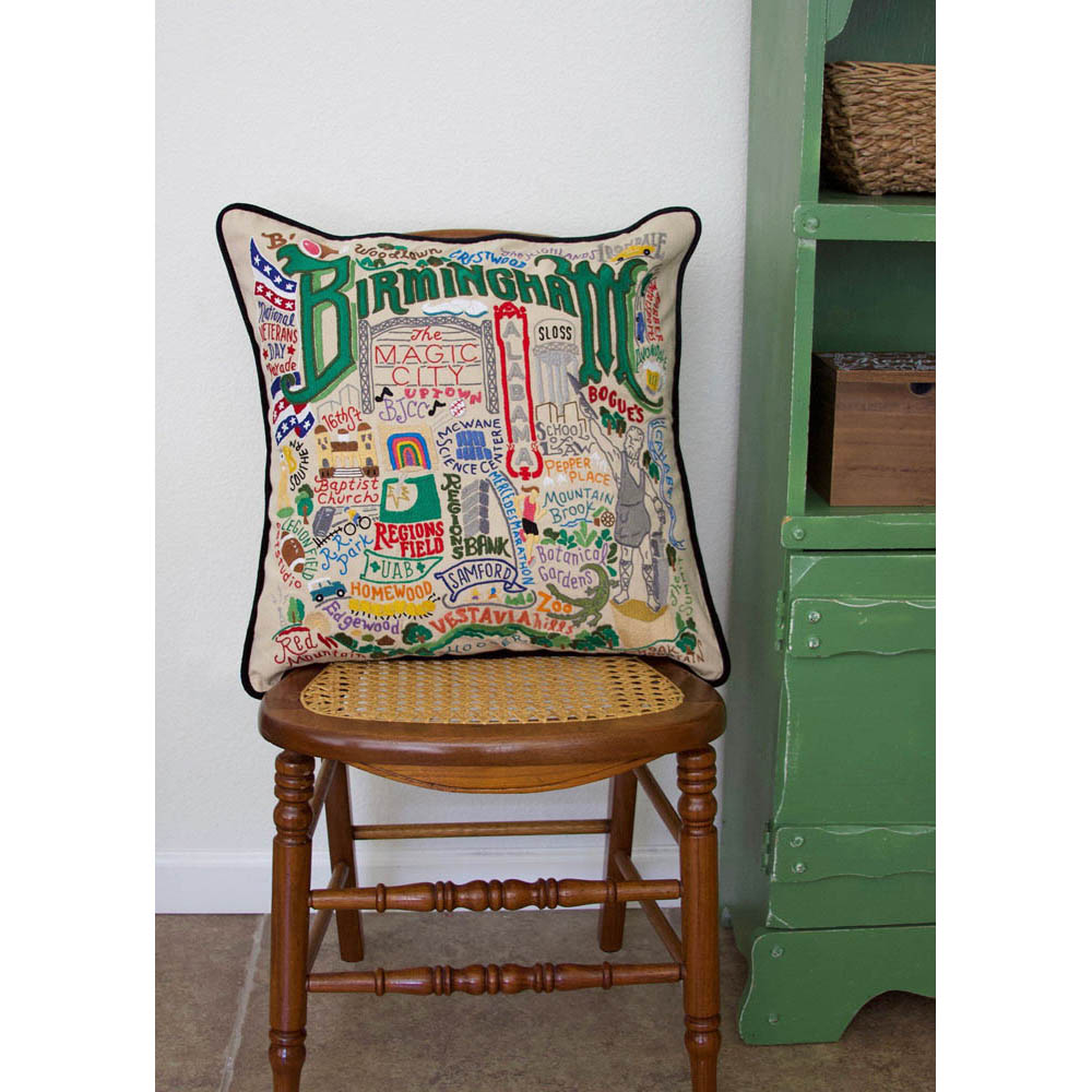 Birmingham Embroidered Pillow by CatStudio Quirks!