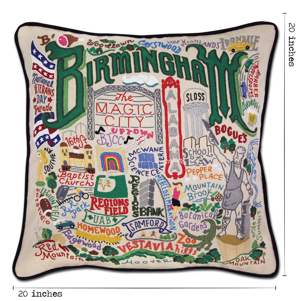 Birmingham Embroidered Pillow by CatStudio Quirks!