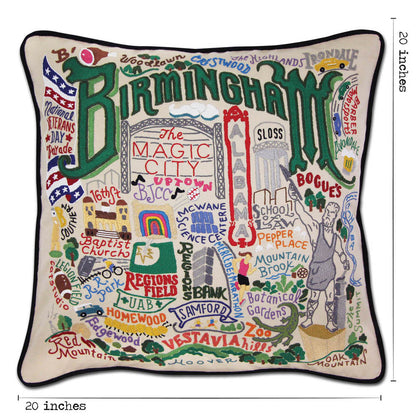 Birmingham Embroidered Pillow by CatStudio Quirks!