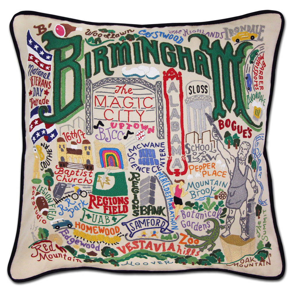 Birmingham Embroidered Pillow by CatStudio Quirks!