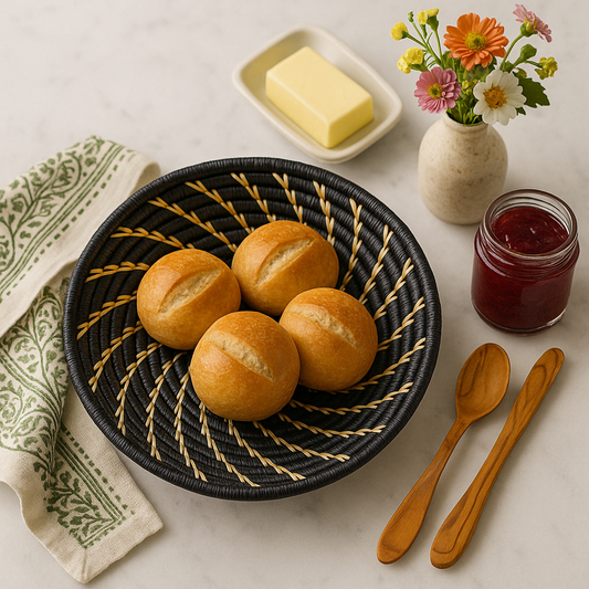 Large Black White Woven African Basket