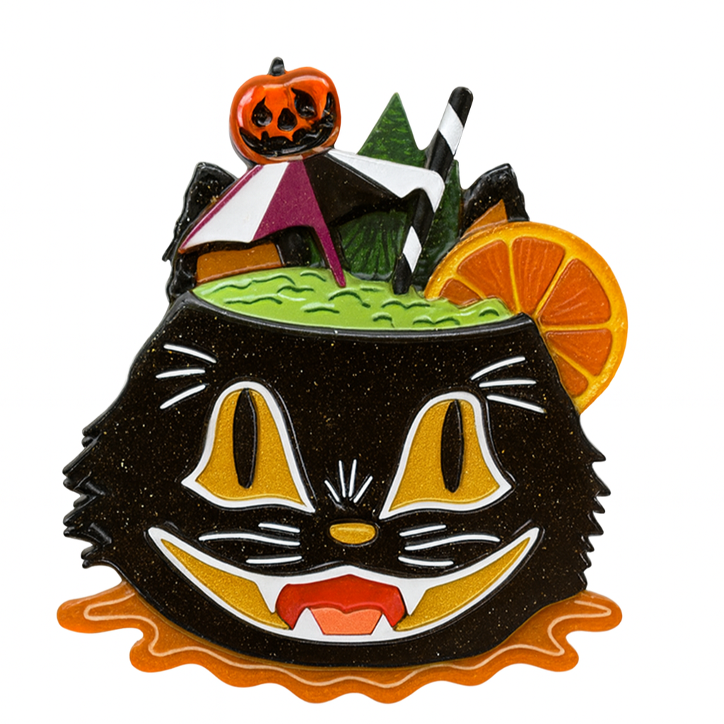 Black Magic Halloween Tiki Brooch by Carrie Hudson x Lipstick & Chrome Quirks!