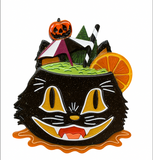 Black Magic Halloween Tiki Brooch by Carrie Hudson x Lipstick & Chrome Quirks!