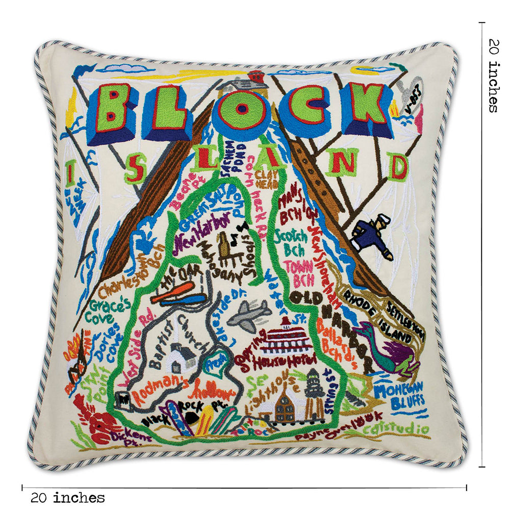 Block Island Hand-Embroidered Pillow Quirks!