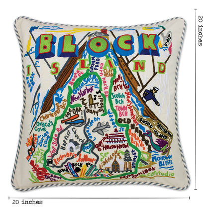 Block Island Hand-Embroidered Pillow Quirks!