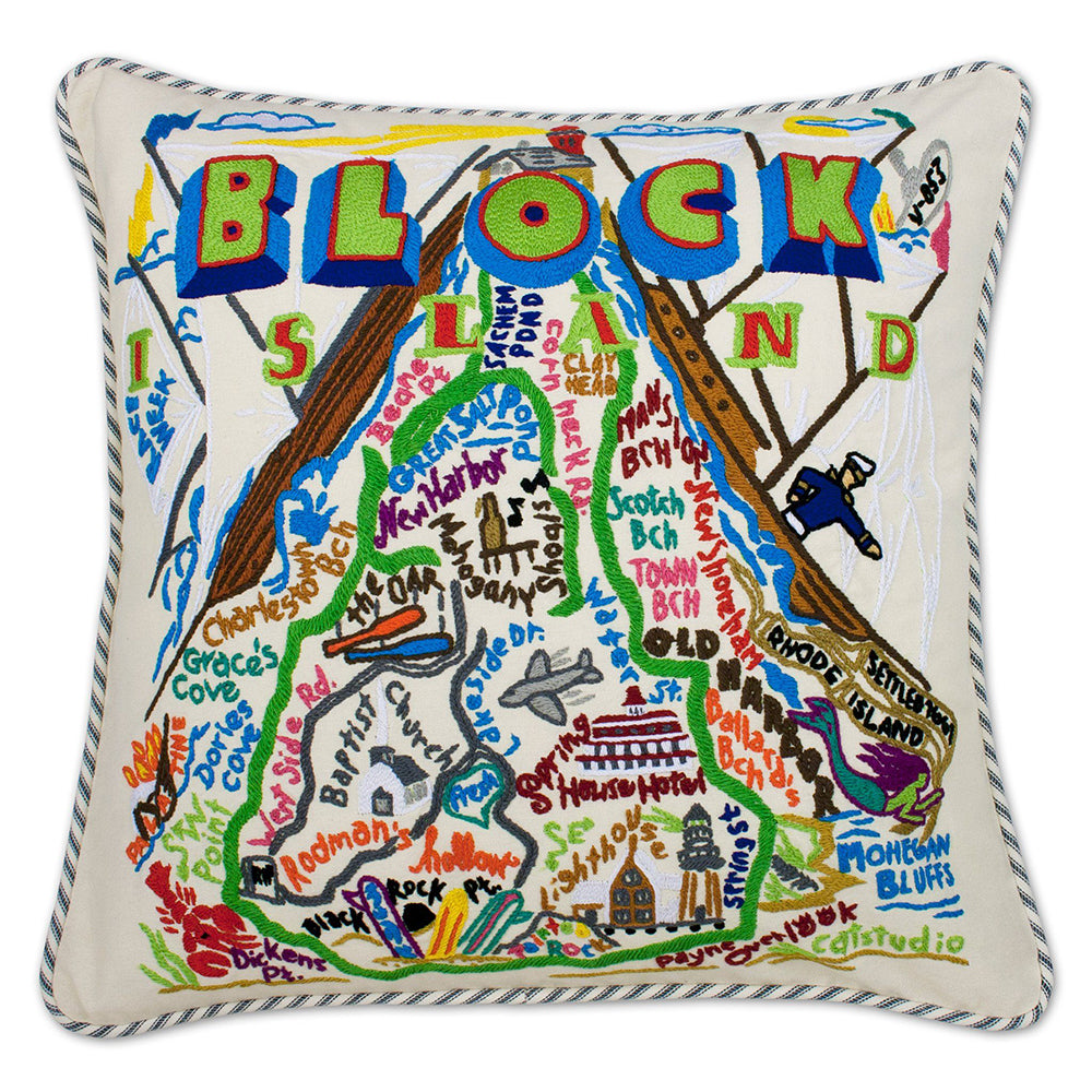 Block Island Hand-Embroidered Pillow Quirks!