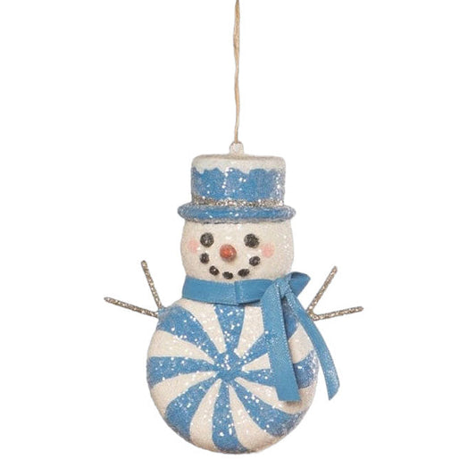 Blue Peppermint Snowman Ornament by Bethany Lowe Designs Quirks!