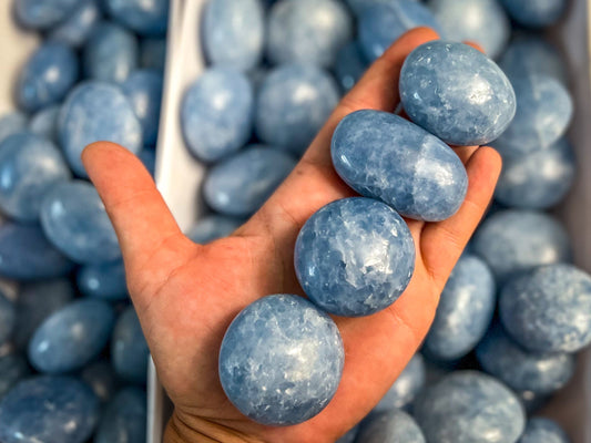 BLUE CALCITE Palm Stones