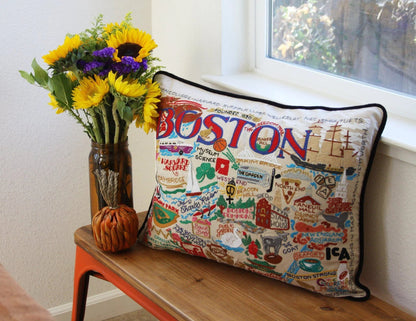 Boston Hand-Embroidered Pillow Quirks!