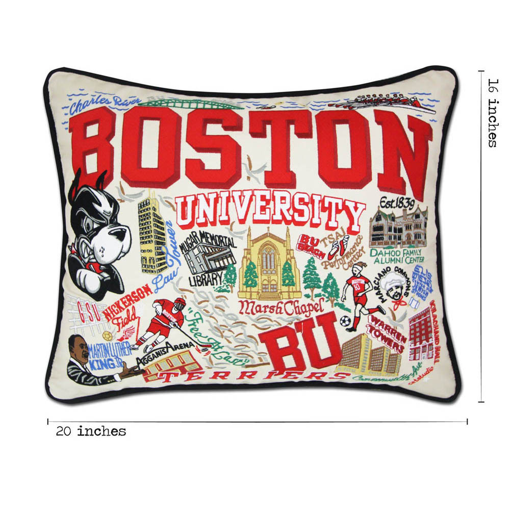 Boston University Collegiate Embroidered Pillow by CatStudio Quirks!