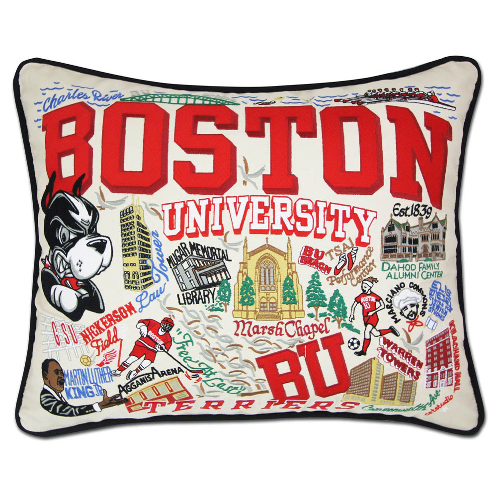 Boston University Collegiate Embroidered Pillow by CatStudio Quirks!