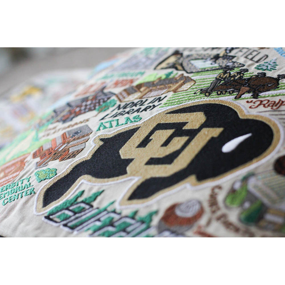 Boulder, University of Colorado Collegiate Embroidered Pillow by CatStudio Quirks!