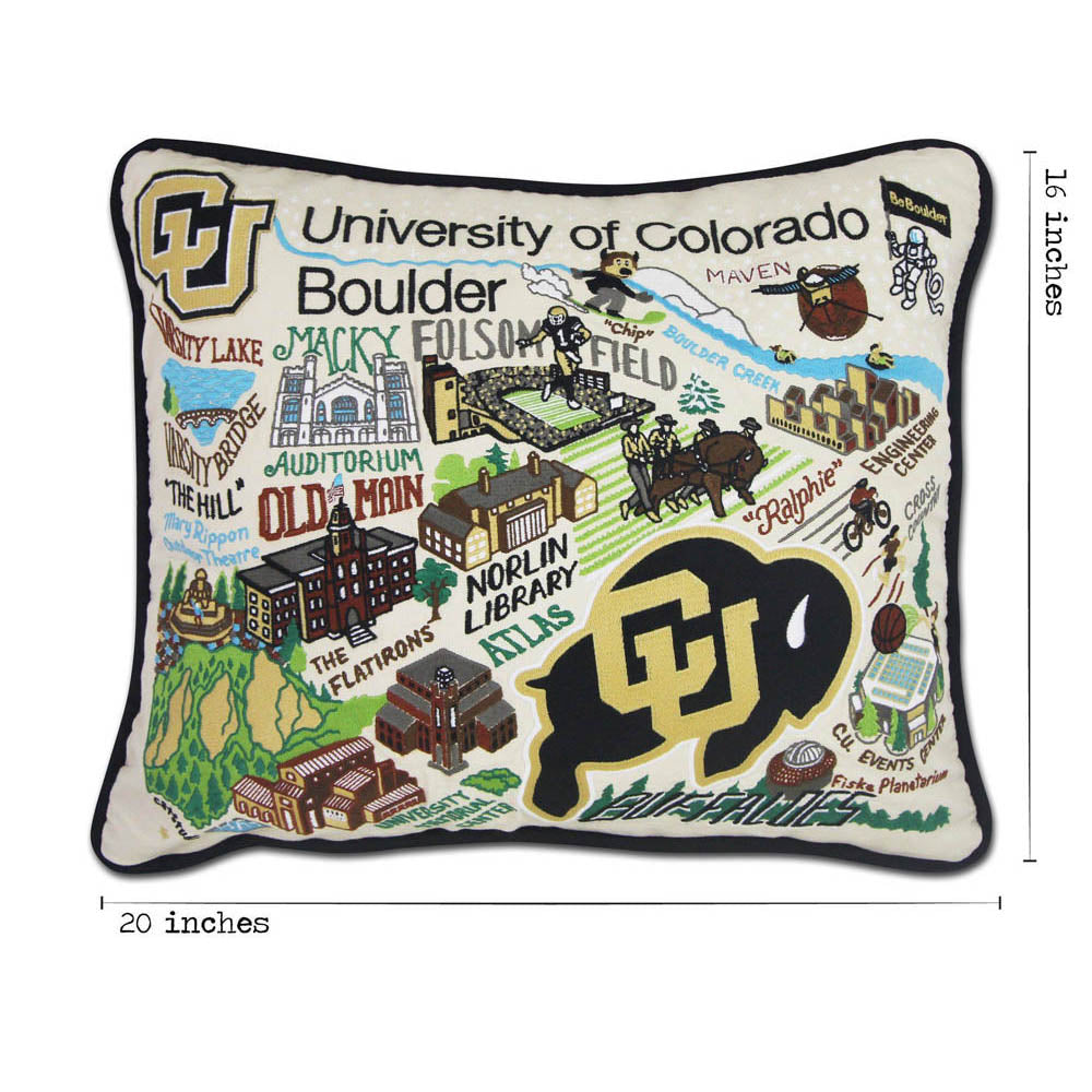Boulder, University of Colorado Collegiate Embroidered Pillow by CatStudio Quirks!