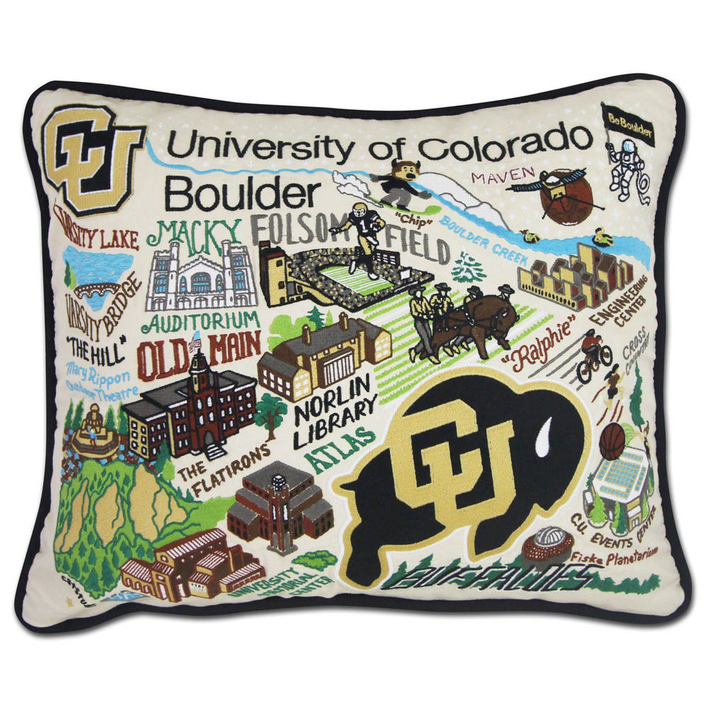 Boulder, University of Colorado Collegiate Embroidered Pillow by CatStudio Quirks!