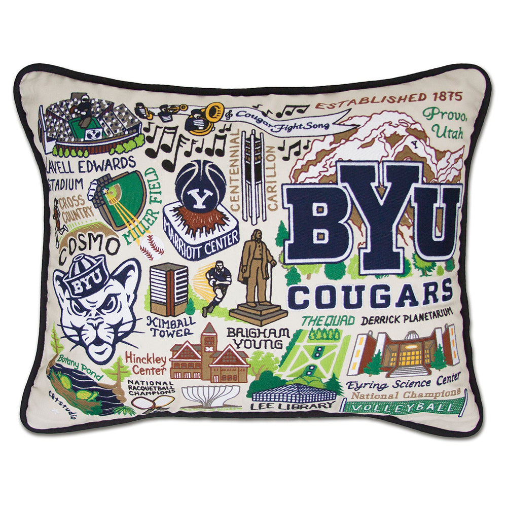 Brigham Young University (BYU) Collegiate Hand-Embroidered Pillow Quirks!