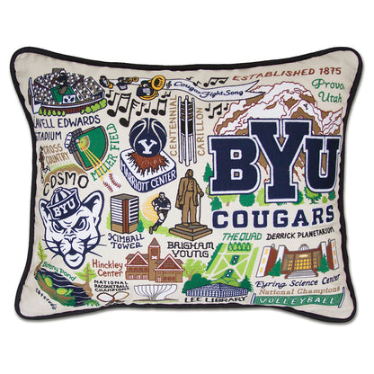 Brigham Young University (BYU) Collegiate Hand-Embroidered Pillow Quirks!