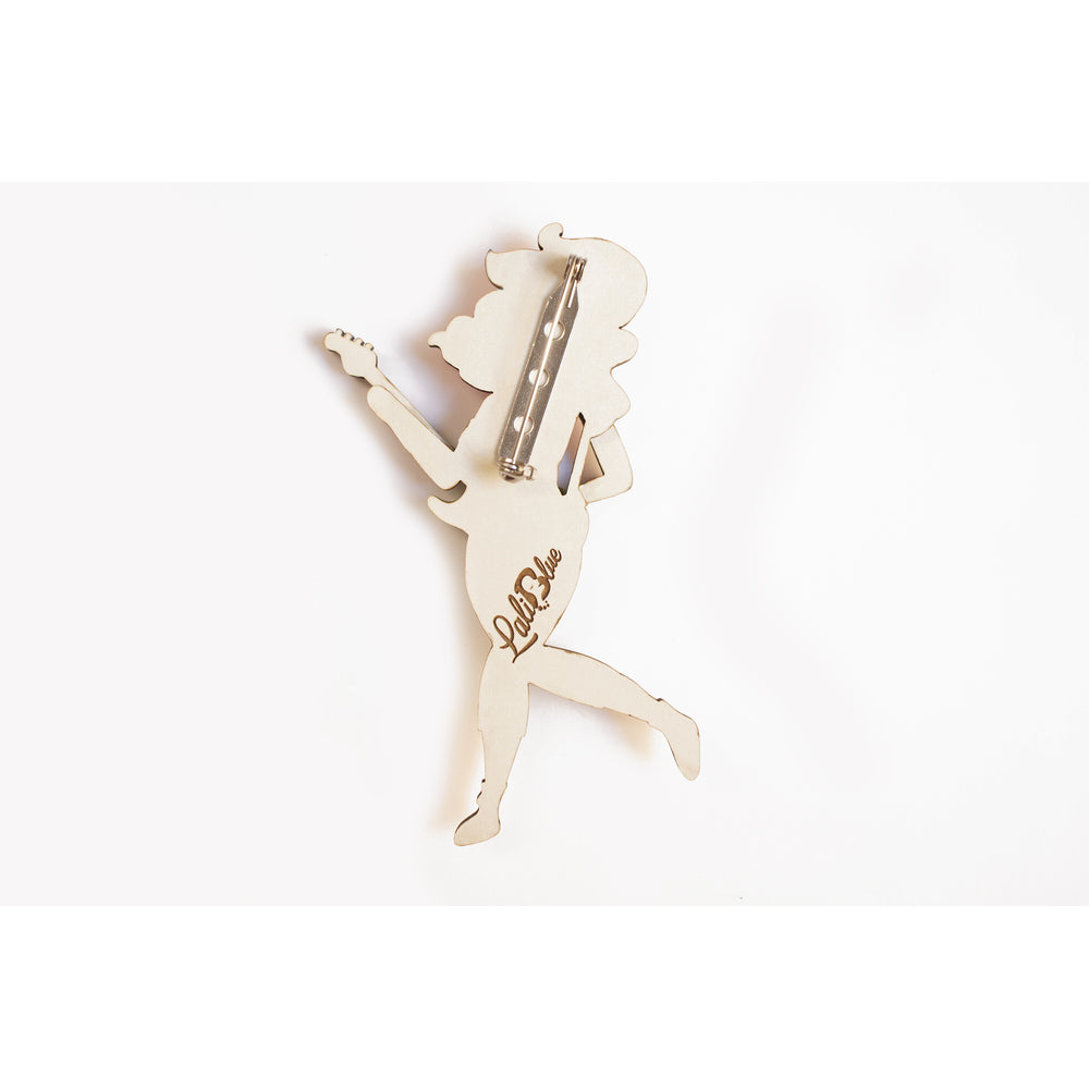 Girl playing the electric bass Brooch by Laliblue
