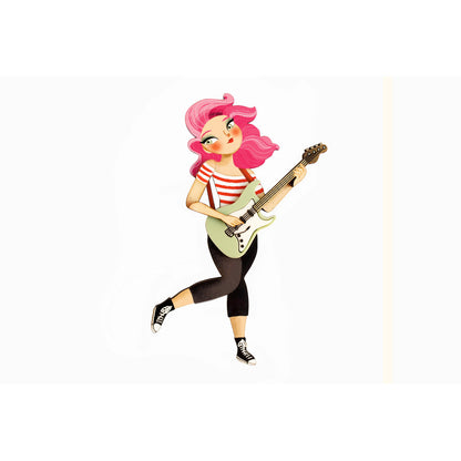 Girl playing the electric bass Brooch by Laliblue