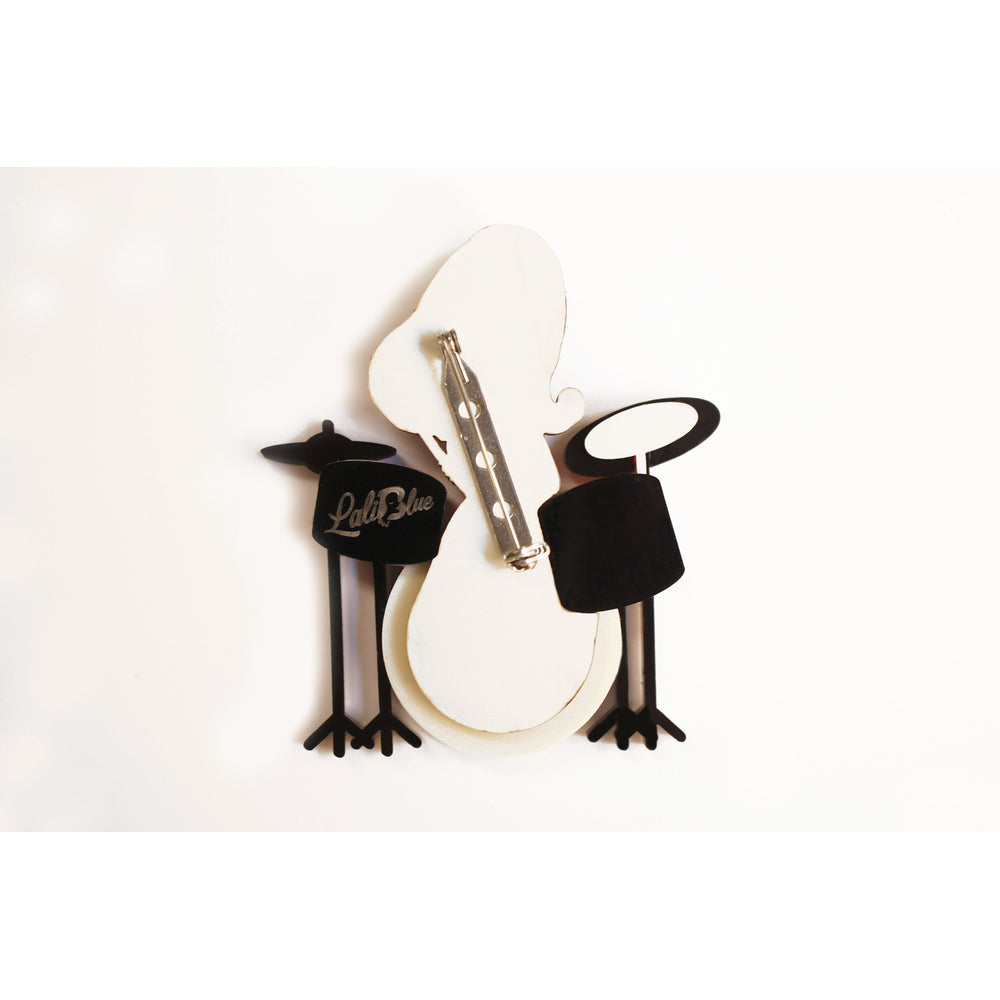 Girl playing drums brooch by Laliblue