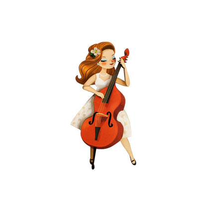 Girl playing the double bass Brooch by Laliblue