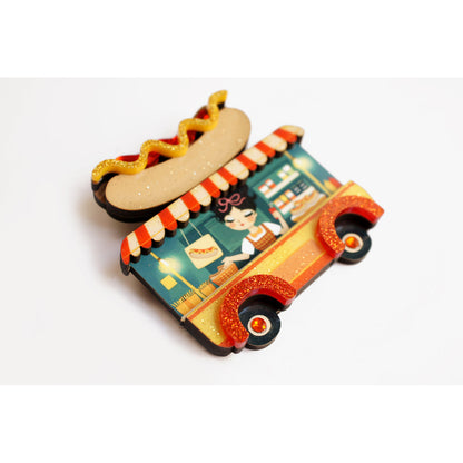 Hot Dog Truck Brooch by Laliblue
