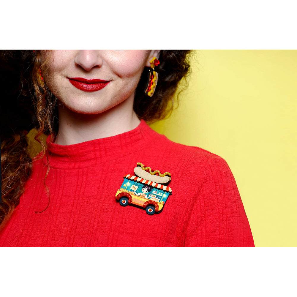 Hot Dog Truck Brooch by Laliblue
