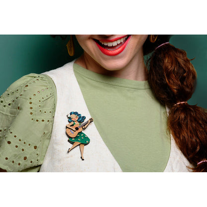 Girl playing guitar Brooch by Laliblue