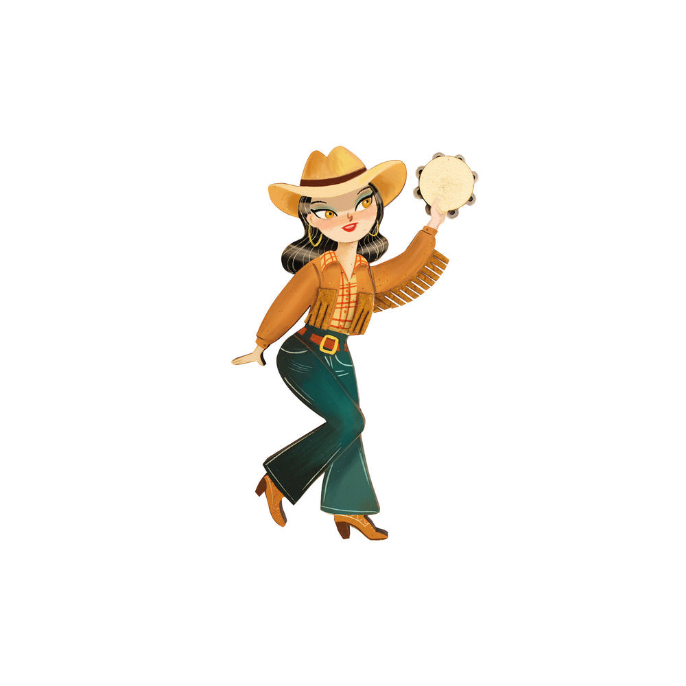 Girl playing the tambourine Brooch by Laliblue