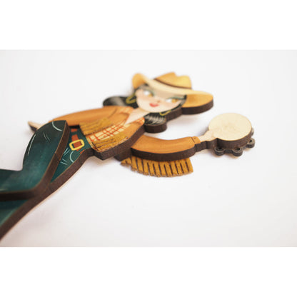 Girl playing the tambourine Brooch by Laliblue