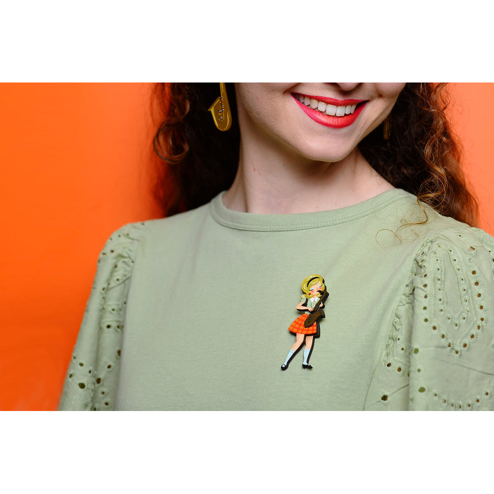 Girl playing the Saxophone Brooch by Laliblue