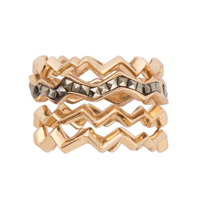 Marcasite and Bronze Stack Ring Set