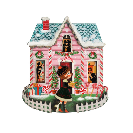 Pinkmas House Brooch by Laliblue