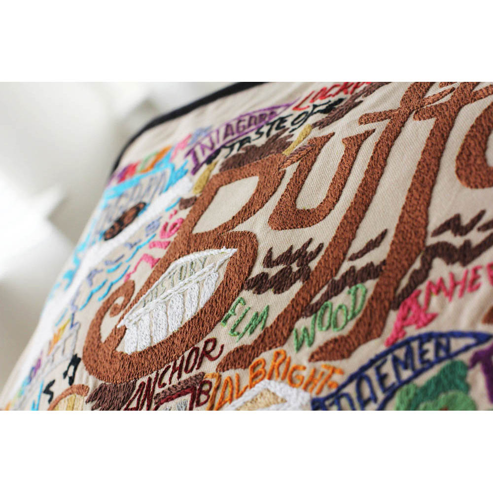 Buffalo Hand-Embroidered Pillow by CatStudio Quirks!