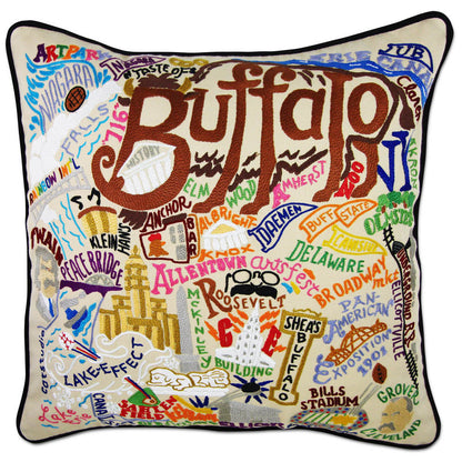 Buffalo Hand-Embroidered Pillow by CatStudio Quirks!