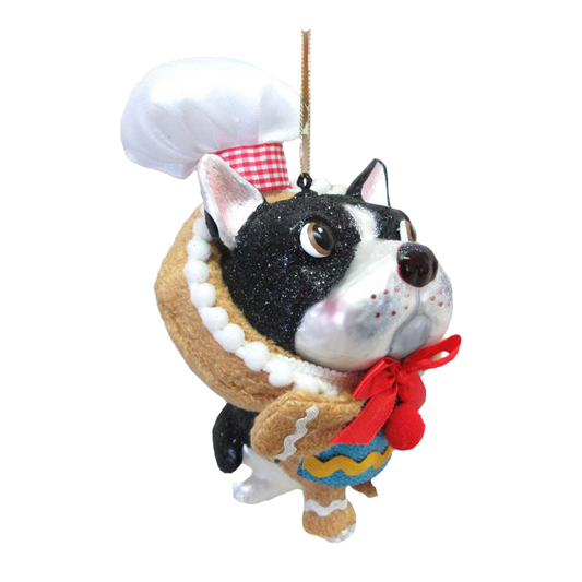 Bulldog w/Gingerbread Costume Ornament by December Diamonds Quirks!