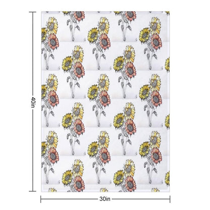Colored Inked Sunflowers Throw Blanket