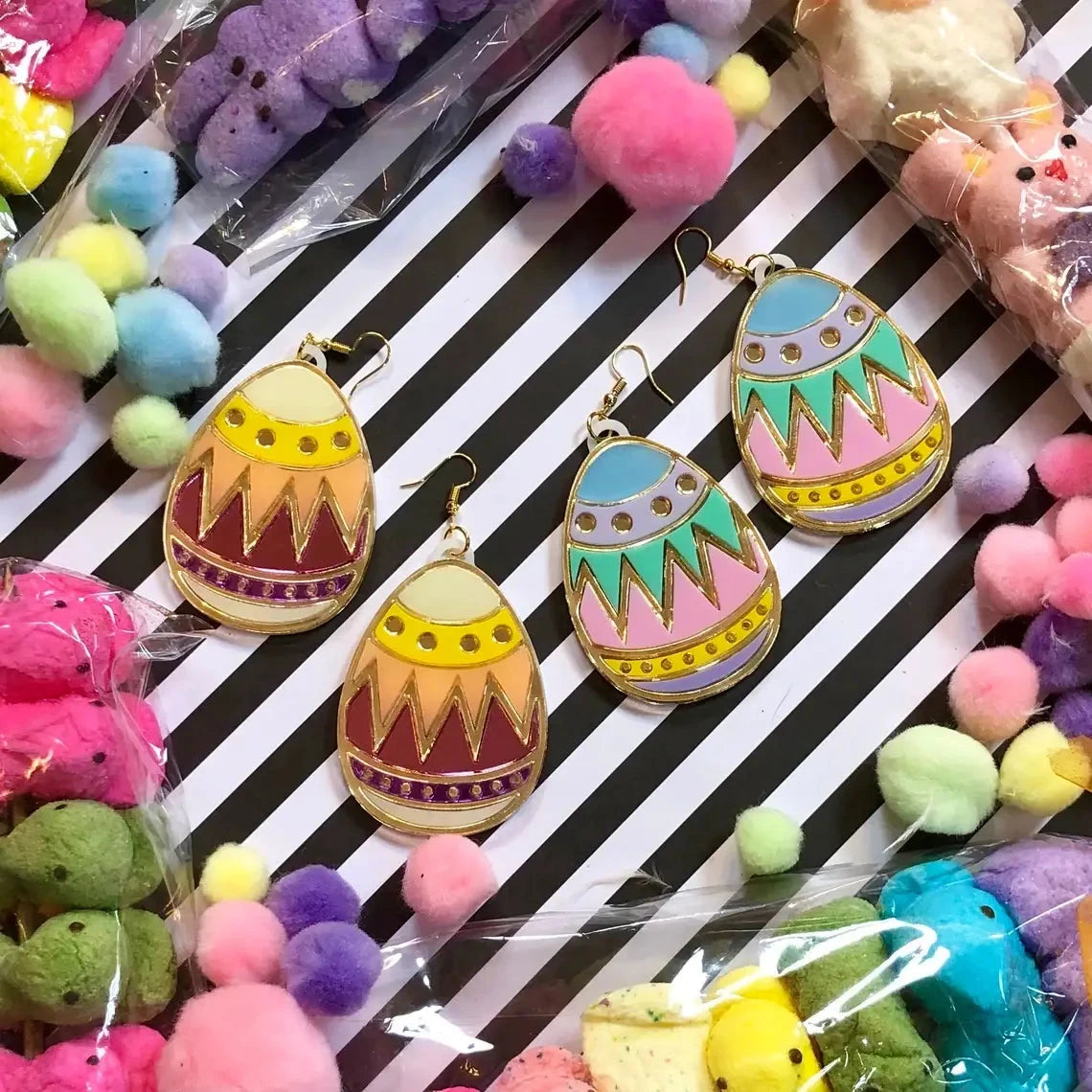Colorful Easter Egg Acrylic Earrings -  Pink, Blue, Teal Quirks!