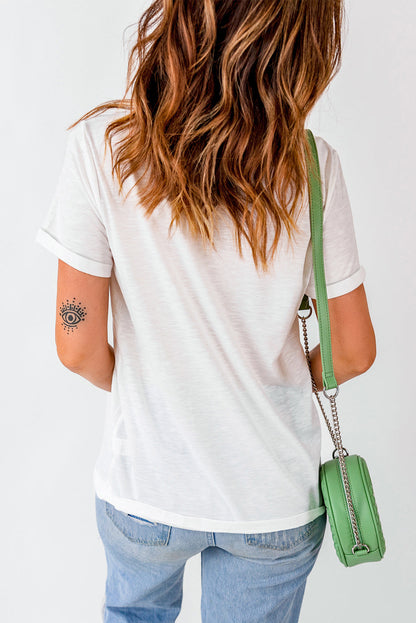 White FOREVER CHASING SUNSETS Floral Print T Shirt Shewin