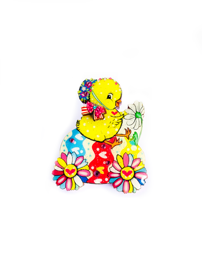 Chickadee Goes Riding Brooch by Rosie Rose Parker