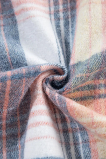 Cinnamon Plaid Corduroy Patchwork Pocket Loose Shacket Shewin