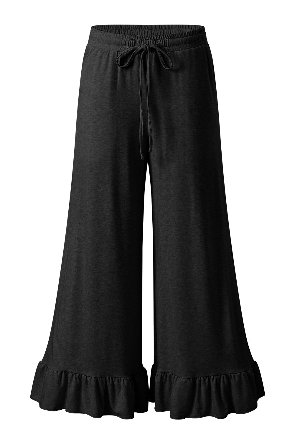 Dune Solid Color Ruffle Hem Wide Leg Pants Shewin