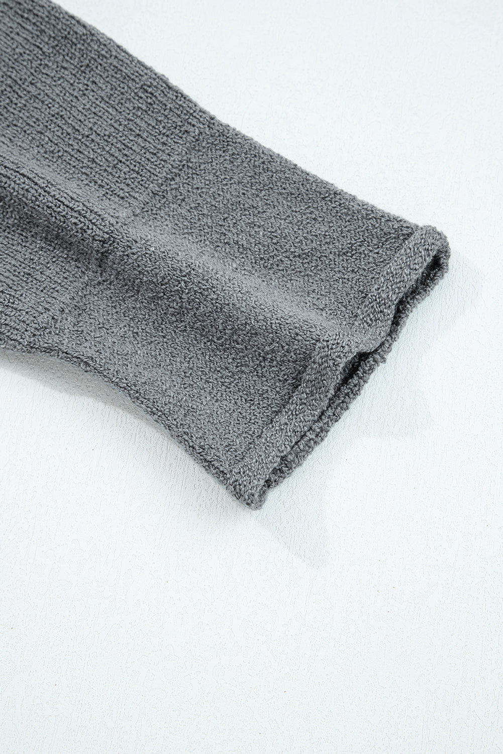 Medium Grey Raw Edge Uneven Hem Patchwork Drop Shoulder Sweater Shewin