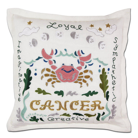 Cancer Astrology Hand-Embroidered Pillow by Cat Studio Quirks!