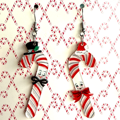Candy Cane Couple Earrings by 50's Vintage Dame x Lipstick & Chrome Quirks!
