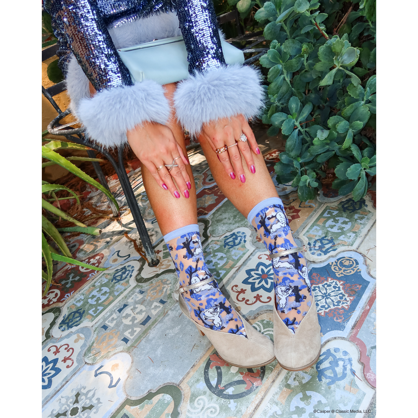 Casper and Trees Sheer Crew Sock