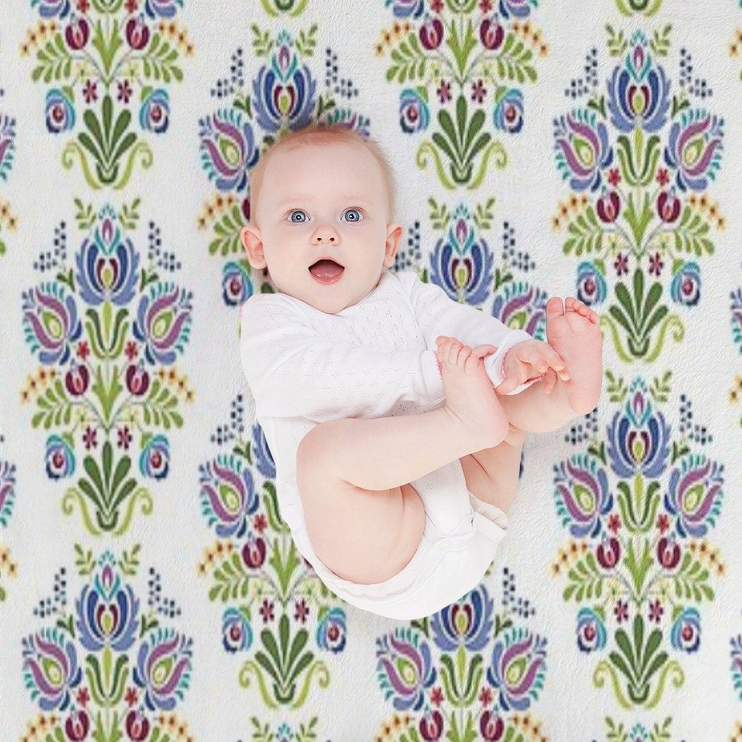 Hungarian Folk Design Violet Throw Blanket