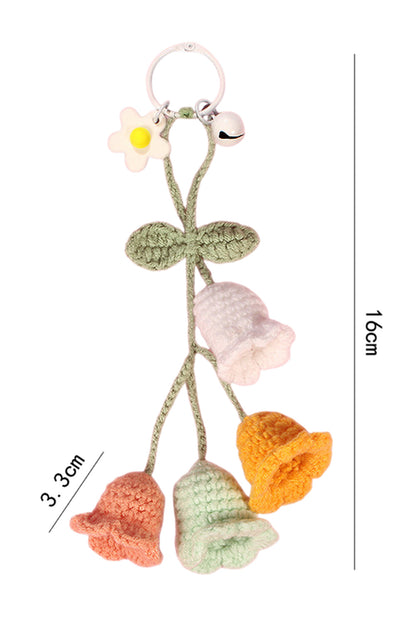 Meadow Mist Green Cute Crochet Flower Keychain Shewin