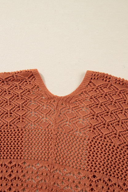 Redwood Burl Mixed Pattern Knitted Open Front Plus Size Cardigan